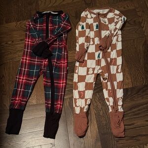 Cozy Plaid and Checkered Kids Footies Christmas little sleepies 6-12 M